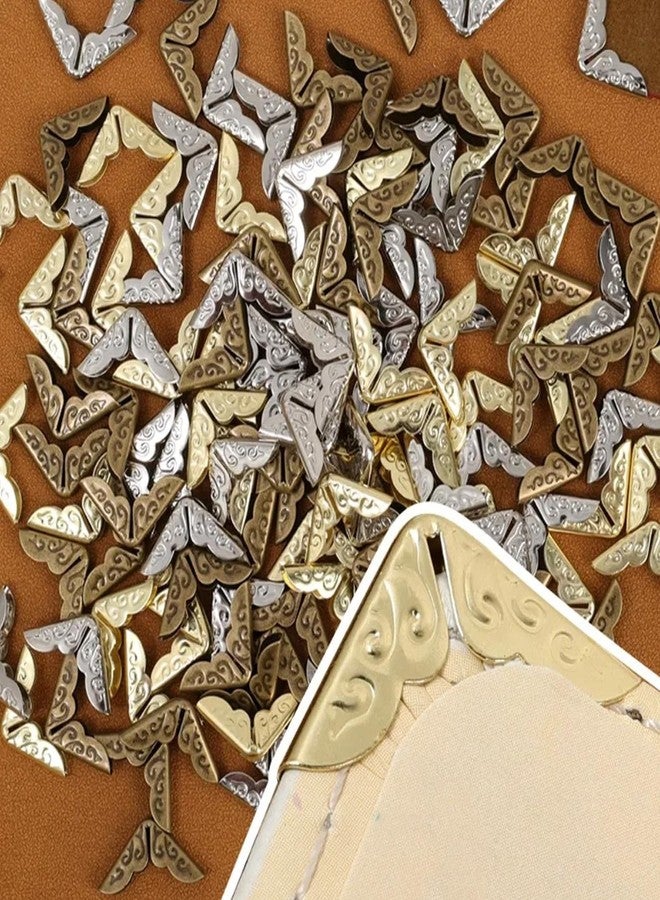 LINYUEARUI 100 PCS Vintage Book Corner Protector Metal,Corner Cover for Scrapbook,Protector File Folder Corner,Decorative for Scrapbook Album Men,for Crafting Scrapbooking Photo Angle Book Cover Menus-Gold - Image 5